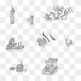 Hand Drawn Fantasy Map Elements, HD Png Download - hand drawing png