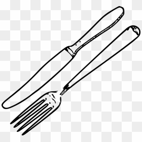 Picture Freeuse Download Drawn Fork Butter - Knife And Fork Line Drawing, HD Png Download - butter knife png