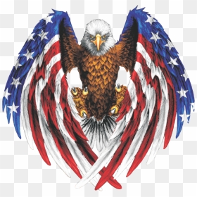 American Flag Eagle , Png Download - Bald Eagle With American Flag In Wing, Transparent Png - american flag eagle png