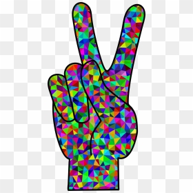 Prismatic Low Poly Peace Clip Arts - Peace Sign Hand Colourful, HD Png Download - peace sign hand png