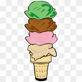 Ice Cream Clipart - 4 Scoop Ice Cream Cone Clip Art, HD Png Download - ice cream clipart png