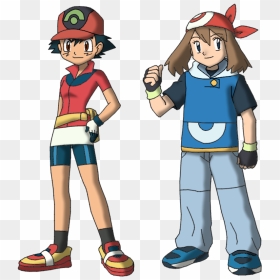 Pokemon Ash And Serena High School Love Story - Pokémon Ash And May Clothes Swap, HD Png Download - pokemon ash png