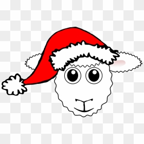 Sheep Face With Santa Hat Clipart - Christmas Sheep Clipart, HD Png Download - santa hat clipart png