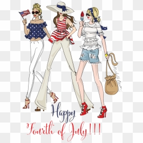 Happy Fourth Of July Lady Cartoon, HD Png Download - happy 4th of july png