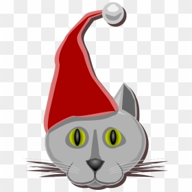 Cat Face With Santa Hat Clipart - Christmas Day, HD Png Download - santa hat clipart png