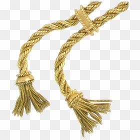 Vintage French 18k Gold Twisted Rope Chain Double Tassel - Rope Chain, HD Png Download - tassel png