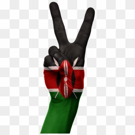 Kenya Flag Peace Sign, HD Png Download - peace sign hand png