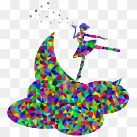 Prismatic Low Poly Ballerina On The Moon Clip Arts - U Turn Arrows Gifs, HD Png Download - sun and moon png