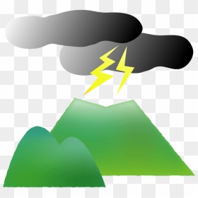 Lightning Mountain Clipart - 山 雷 イラスト, HD Png Download - green lightning png