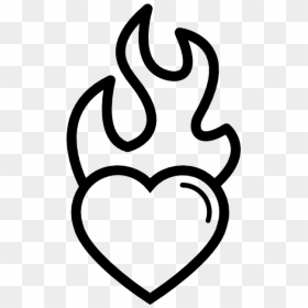 Love Heart Shape Drawing, HD Png Download - flames vector png