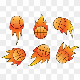 Basketball On Fire Vectors - Basketball Fire Drawing Small, HD Png Download - flame vector png