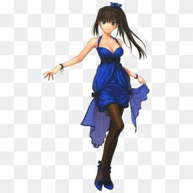 Anime Girl Black Hair Blue Eyes, HD Png Download - fancy png