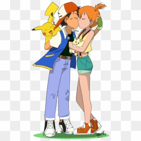 Pokemon Ash Y Misty Besandose , Png Download - Pokemon Ash Misty Pikachu, Transparent Png - pokemon ash png