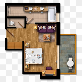 Double Room With Balcony - Floor Plan, HD Png Download - balcony png
