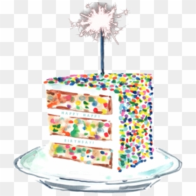 #cake #birthday #sparklers #candle #happybirthday #birthdaycake - Birthday Cake With Sprinkles Watercolor, HD Png Download - sparklers png