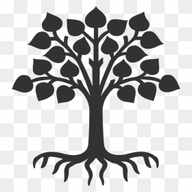 Old Fashioned Oak Template - Peepal Tree Clipart Black And White, HD Png Download - oak tree silhouette png
