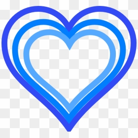 Triple Blue Heart Outline Clip Art At Clker - Blue And White Heart, HD Png Download - white hearts png