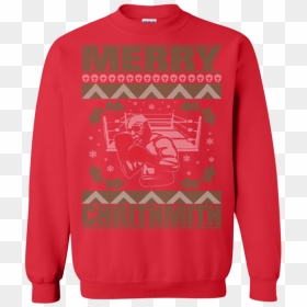 Merry Chrithmith Mike Tyson Ugly Christmas Sweater - Gildan Crewneck Sweatshirt Black, HD Png Download - mike tyson png