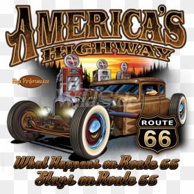 Americas Highway Route 66 Hotrod - Route 66 Highway Clipart, HD Png Download - highway png