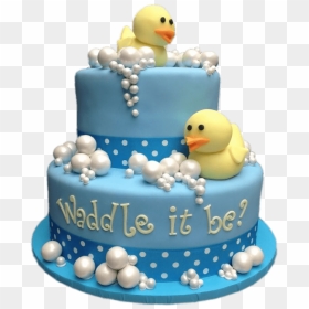 Gender Reveal Cake Waddle It Be - Baby Born Birthday Cake, HD Png Download - cakes png