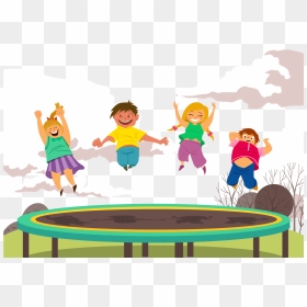 Clip Art Library Stock Child Trampolining Happy Children - Jumping On Trampoline Clipart, HD Png Download - trampoline png