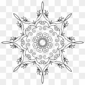 Floral Mandala In Black And White - Mandala Black And White, HD Png Download - floral design png