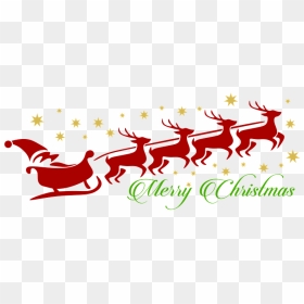 Santa On Sleigh With Reindeer Clipart - Christmas Santa Reindeer Clipart, HD Png Download - christmas antlers png