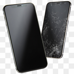 Phone With New Screen And Phone With Cracked Screen - Smartphone, HD Png Download - cracked screen png
