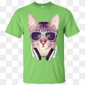 Cool Cat T-shirt - Cat With Sunglasses Png, Transparent Png - cool cat png