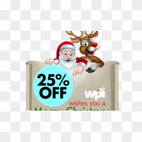 Christmas Santa And Reindeer, HD Png Download - christmas antlers png