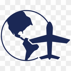 Plane And Globe - Globe Clipart Plane, HD Png Download - plane silhouette png