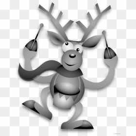 Dancing Reindeer Animal Free Black White Clipart Images - Reindeer Blue Clipart, HD Png Download - christmas antlers png