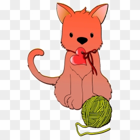 Cat With A Ball Of Yarn Clipart - Cartoon, HD Png Download - ball of yarn png