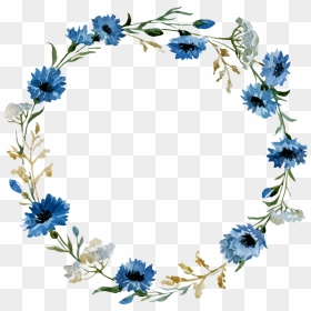 Blue Floral Frame Png, Transparent Png - florals png
