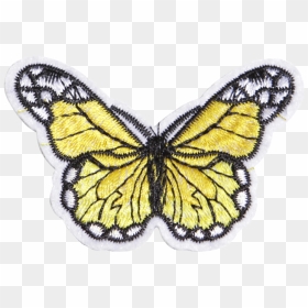 Lifelike Customized Yellow Butterfly Embroidery Patch - Butterfly Embroidery Png, Transparent Png - yellow butterfly png