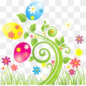 Easter Egg Decoration With Flowers Png Transparent - Clip Art Easter Flowers, Png Download - easter lily png