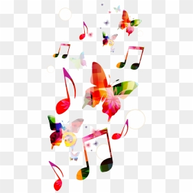 Musical Background Clef Butterfly - Colorful Background Music Notes Free, HD Png Download - colorful musical notes png