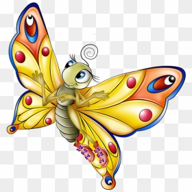 Butterfly Clipart Cartoon, HD Png Download - yellow butterfly png