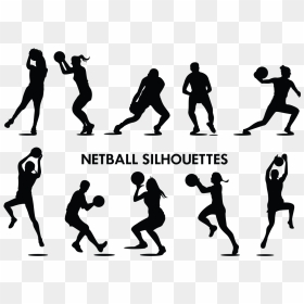 Netball Player Silhouettes Vector - Netball Silhouettes Png, Transparent Png - basketball vector png