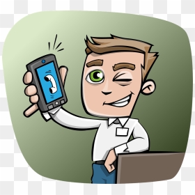 Cartoon Guy On The Phone, HD Png Download - holding phone png