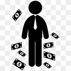 Standing Businessman With Money Bills Around Svg Png - Businessman Svg, Transparent Png - bills png