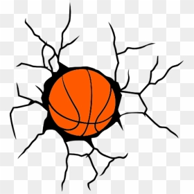 Stock Vector Broken Wall With Basketball - Basketball Coming Through Wall, HD Png Download - basketball vector png