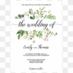 Wedding Invitation Templates Png - Greenery Baby Shower Invitation Template, Transparent Png - you are invited png