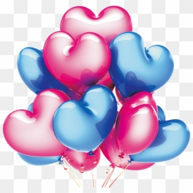 Colorful Romantic Balloons Transparent Decorative - Pink And Blue Heart Balloons, HD Png Download - blue balloons png