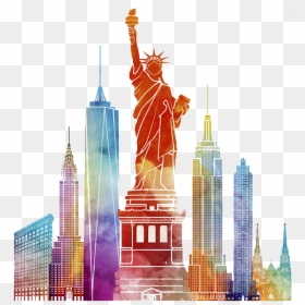 Newyorkcity City Watercolor Painting Illustration Comic - Watercolor New York Skyline Png, Transparent Png - city buildings png