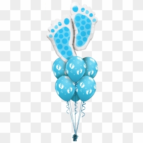 Blue Baby Footprint Luxury Balloon Bouquet Available - Transparent Baby Boy Balloon, HD Png Download - blue balloons png