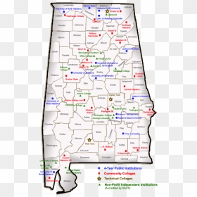 Alabama Institution Map - Map Of Alabama, HD Png Download - alabama a png