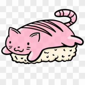Sashimi Cat Cat Drawing Pink Casual Doodle Illustration - Sashimi Cat Drawing, HD Png Download - cute cat png