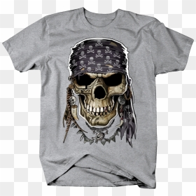 Pirate Skull Head With Bandana Skull And Bones - T Shirt Dog Cavalier King Charles, HD Png Download - skull and bones png