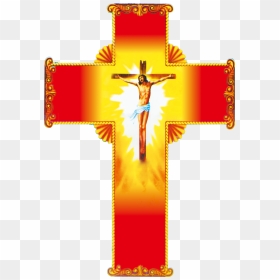 Download Christian Material Cross Jesus Crucifix Red - Jesus Cross Images Hd Png, Transparent Png - cross logo png